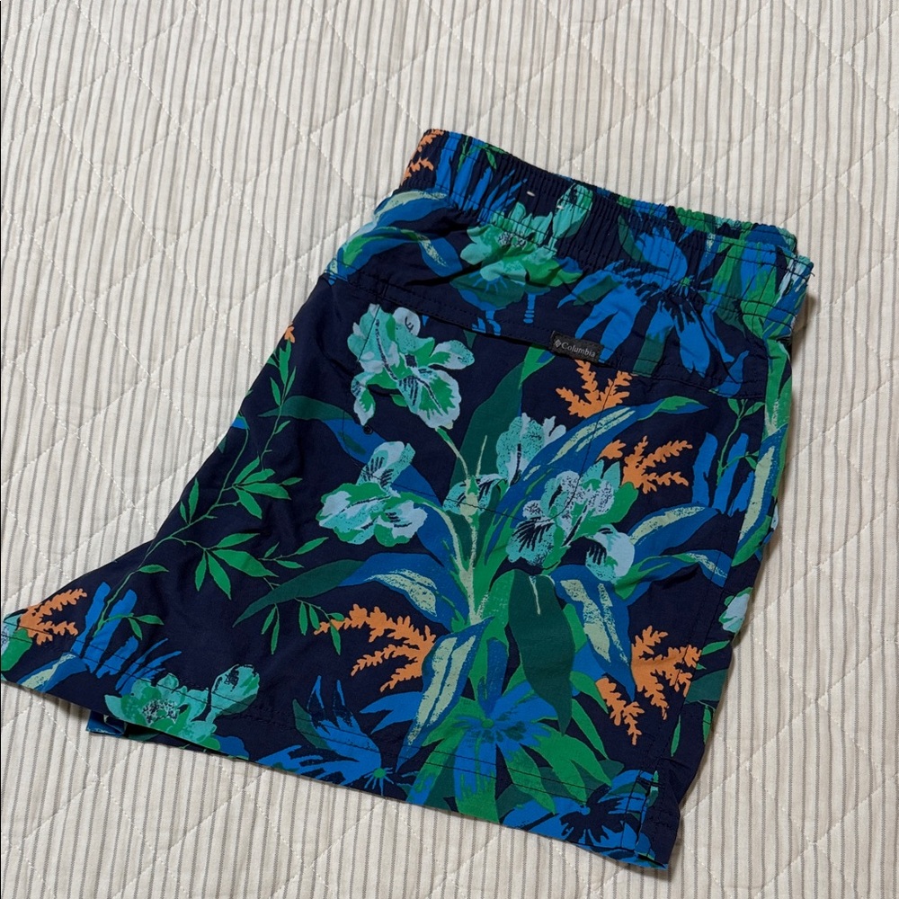 Columbia Navy Floral Shorts with Green & Blue Botanical Print